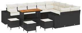 Kerti Kanapé Szett 13 pcs Fekete és Krém 110 x 55 x 71 cm
