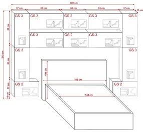 Prince Panama 7 hálószoba bútor magasfényű fekete (300cm)