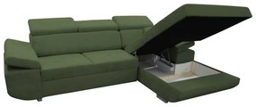 Kihúzható, jobbos L-alakú sarokülőgarnitúra tárolóval CASTELO, zöld