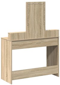 LED világítással ellátott sminkasztal Sonoma tölgy 100x41x140 cm