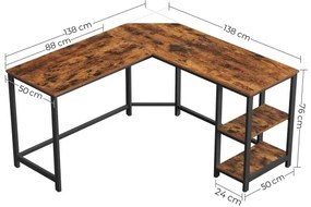 SOLEA sarokíróasztal barna/fekete