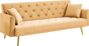 Kihúzható kanapé, mustárszínű/gold króm-arany, ALISIA