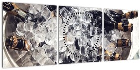 Kép - pezsgő a jégben (órával) (90x30 cm)
