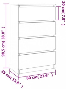 betonszürke szerelt fa tálalószekrény 60 x 35 x 98,5 cm