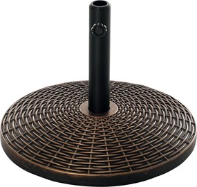 Outsunny Napernyő Állvány, 25 kg Rattan Hatású Kosár, Ø35/Ø38/Ø48 mm Műanyag + Cement Antik Bronz Ø53 x 40 cm | Aosom