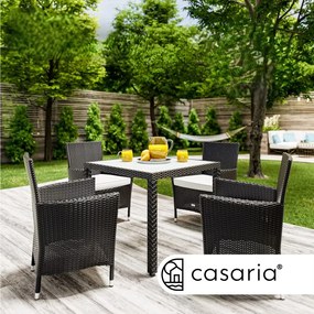 Casaria® Kerti rattan szett Berlin 1+4 - fekete