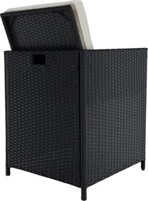 Kerti rattan szett, akácfa, fekete/krémszínű/természetes, MELFORD