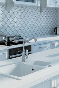 Laveo Evora, magas mosogató csaptelep h-304, króm-fehér, LAV-BAE_065D