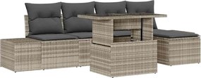 vidaXL Kerti Kanapé Szett tárolóval 6 pcs Világosszürke Poli rattan