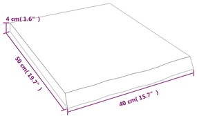 világosbarna kezelt tömör tölgyfa fali polc 40x50x(2-4) cm