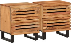 vidaXL 2 db tömör akácfa éjjeliszekrény 40 x 34 x 46 cm