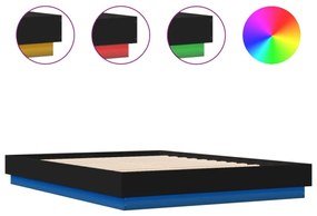 fekete ágykeret LED-es matrac nélkül 150 x 200 cm