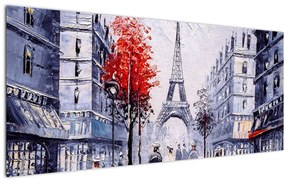 Egy párizsi utca képe, olajfestmény (120x50 cm)