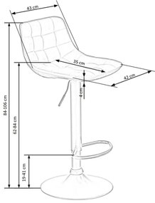 Bárszék 106x43 cm fekete