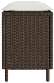 Barna polyrattan kerti pad párnával 110x30x40,5 cm