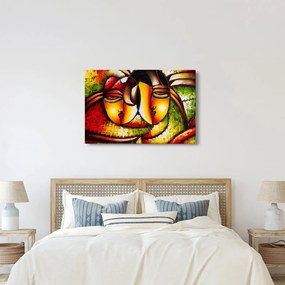 Kép - olajfestmény, absztrakt arcok (90x60 cm)