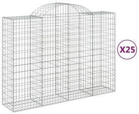25 db íves horganyzott vas gabion kosár 200x50x140/160 cm