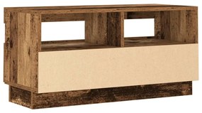antik fa színű szerelt fa TV-szekrény LED-ekkel 80x35x40 cm