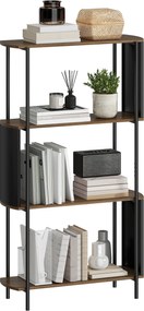 HOMCOM 4 polcos tárolópolc, ívelt oldalpanelek, ipari stílusú acél váz – 80 x 30 x 141 cm, barna | Aosom