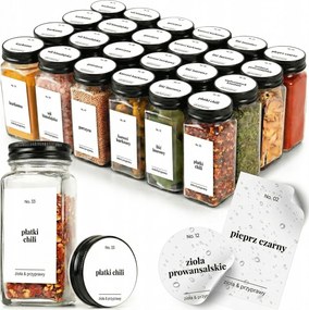 Fűszertartó tégelyek 24db-os fűszertartó tégelyek +címkék matricák
