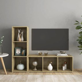 2 db sonoma tölgy színű szerelt fa TV-szekrény 107 x 35 x 37 cm
