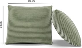 Dekoratív párna, 2 db, hab töltet, kordbársony, zöld