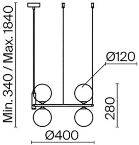 Maytoni MOD013PL-04BS1 - Csillár zsinóron RING 4xG9/25W/230V arany