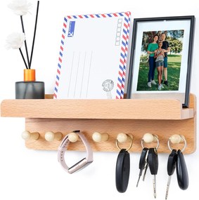 Akasztós polc Akasztós kulcstartó az előszobába tömör fa