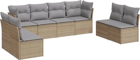 vidaXL 8 részes bézs polyrattan kerti ülőgarnitúra párnával