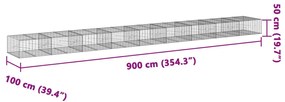 horganyzott vas gabion kosár fedéllel 900 x 100 x 50 cm