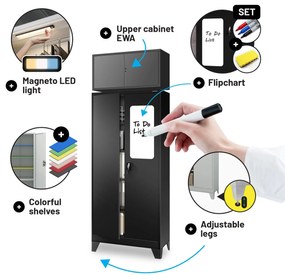 Fém iratszekrény JAN, 900 x 1850 x 400 mm, fekete