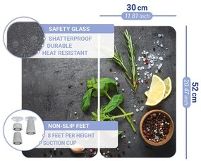 Szürke edzett üveg tűzhely fedőlap szett 2 db-os Universal Herbs – Wenko