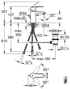 GROHE 33561002 - Mosdócsaptelep EUROSTYLE COSMOPOLITAN DN 15 fényes króm