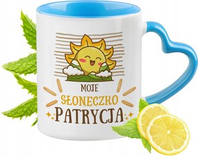 Kék bögre szív alakú füllel Patríciának Ideális Ajándék