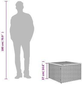 szürke polyrattan és akácfa kerti asztal 55 x 55 x 37 cm