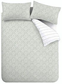 Fehér-zöld egyszemélyes pamut-perkál ágyneműhuzat 135x200 cm Scallop Floral – Bianca