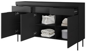 Sentia komód 157 cm, háromajtós három fiókkal - fekete / fekete