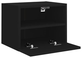 2 db fekete szerelt fa fali TV-szekrény 40 x 30 x 30 cm