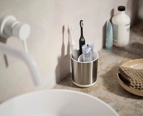 Ezüstszínű rozsdamentes acél fogkefetartó pohár Duo Steel – Joseph Joseph