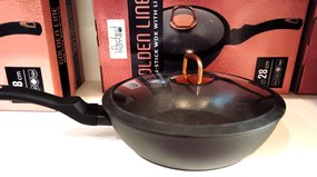 28 Cm Perfect Home Golden Line Minőségi Rose Gold Tapadásmentes Alumínium Wok Sütő Serpenyő Akciós Ár