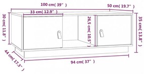 fehér tömör fenyőfa dohányzóasztal 100x50x35 cm