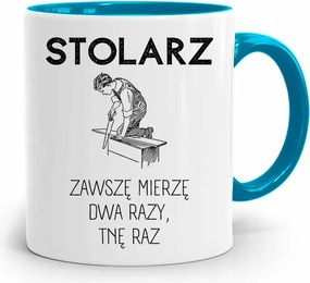 Asztalos Kék Bögre Mindig Kétszer Mérem, fényképes nyomattal