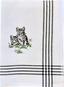 Pamut konyhai törlőkendő 50x70 hímzett macskák