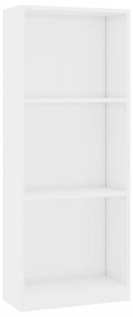 3 szintes fényes fehér szerelt fa könyvszekrény 40x24x109 cm