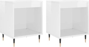 vidaXL 2 db magasfényű fehér szerelt fa éjjeliszekrény 40x35x50 cm