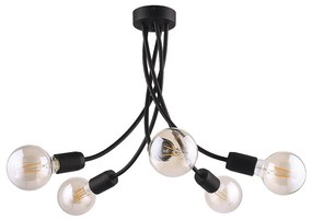 Jupiter 1640 - Csillár rúdon LUCE 5xE27/60W/230V fekete