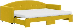 vidaXL sárga kihúzható bársony heverő matraccal 80 x 200 cm