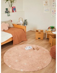 Világos rózsaszín mosható kézi szövésű pamut gyerek szőnyeg ø140 cm Round Dot Rose – Lorena Canals
