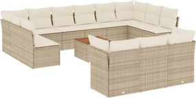 vidaXL 14 részes bézs polyrattan kerti ülőgarnitúra párnával