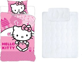 Hello Kitty Pink World gyerek, ovis ágyneműhuzat és paplan/párna szett 100x135 cm 40x60 cm